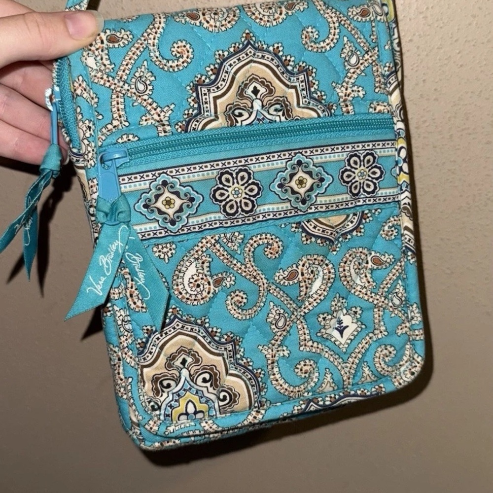 Vera Bradley Turquoise and Beige Crossbody Bag